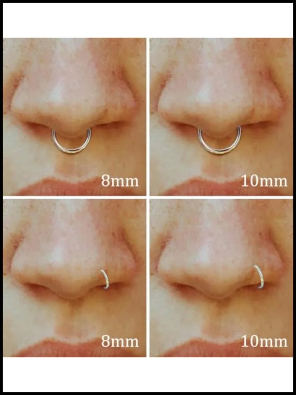 Opal Septum Ring Hinged Hoop Nose Ring 316L Surgical Steel